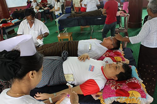 Blood donation at National Blood Centre in Yangon (2017)